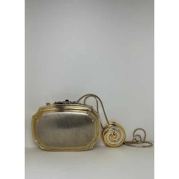 Vintage Judith Leiber Convertible Minaudiere with Crystal and Gemstone Clasp - Picture 4 of 10